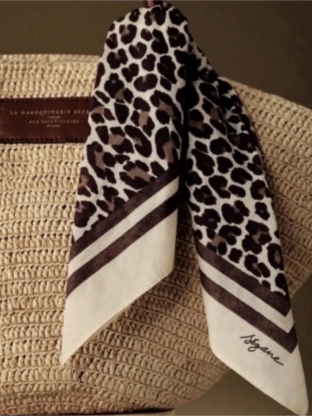 Sezane Le Foulard Leopard Print Scarf - new
